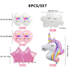 8pcs Unicorn Cloud Balloon Set Birthday Party Decoration Supplies