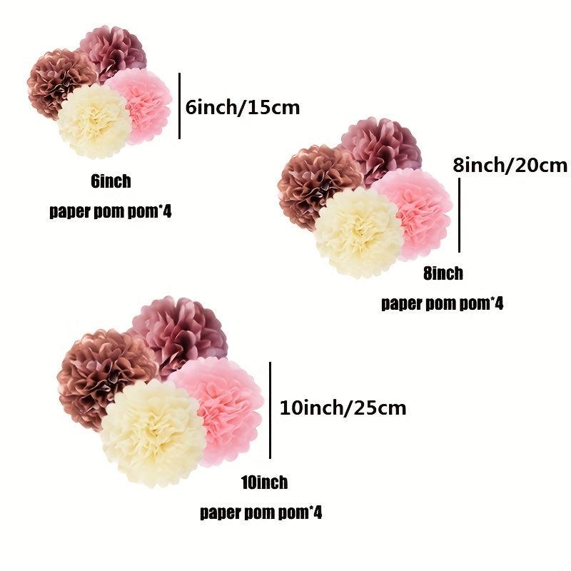 12pcs Festive Paper Pompoms for Party Decorations
