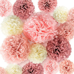12pcs Festive Paper Pompoms for Party Decorations