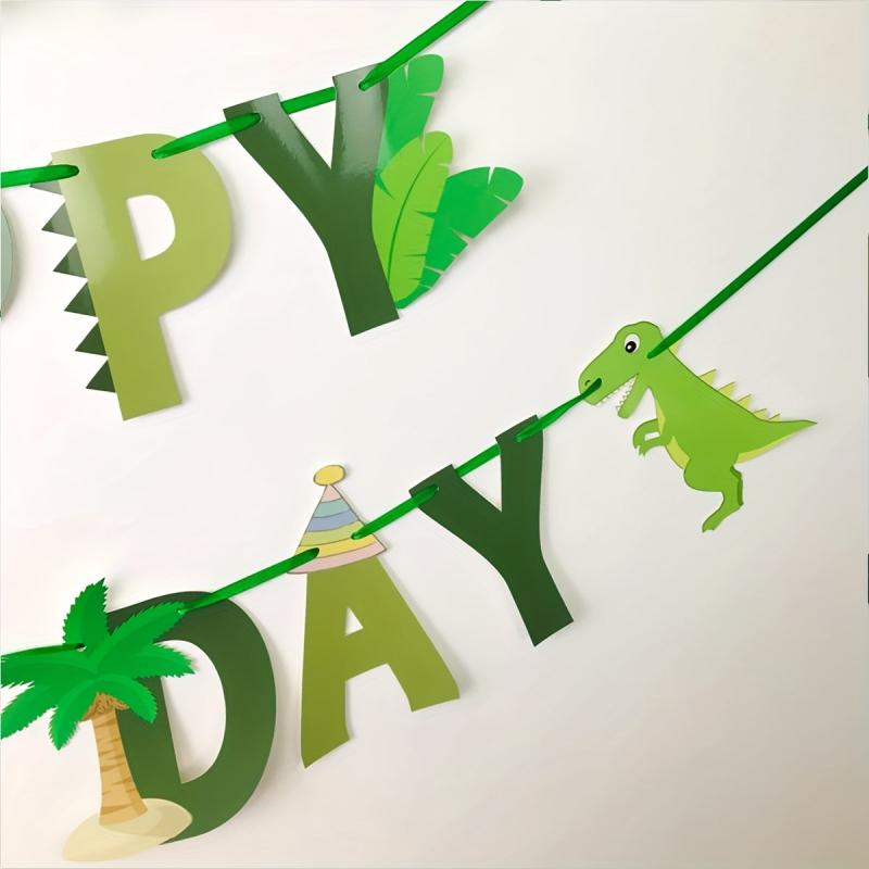 Dino Happy Birthday Bunting Forest Theme Party Decor