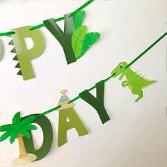 Dino Happy Birthday Bunting Forest Theme Party Decor