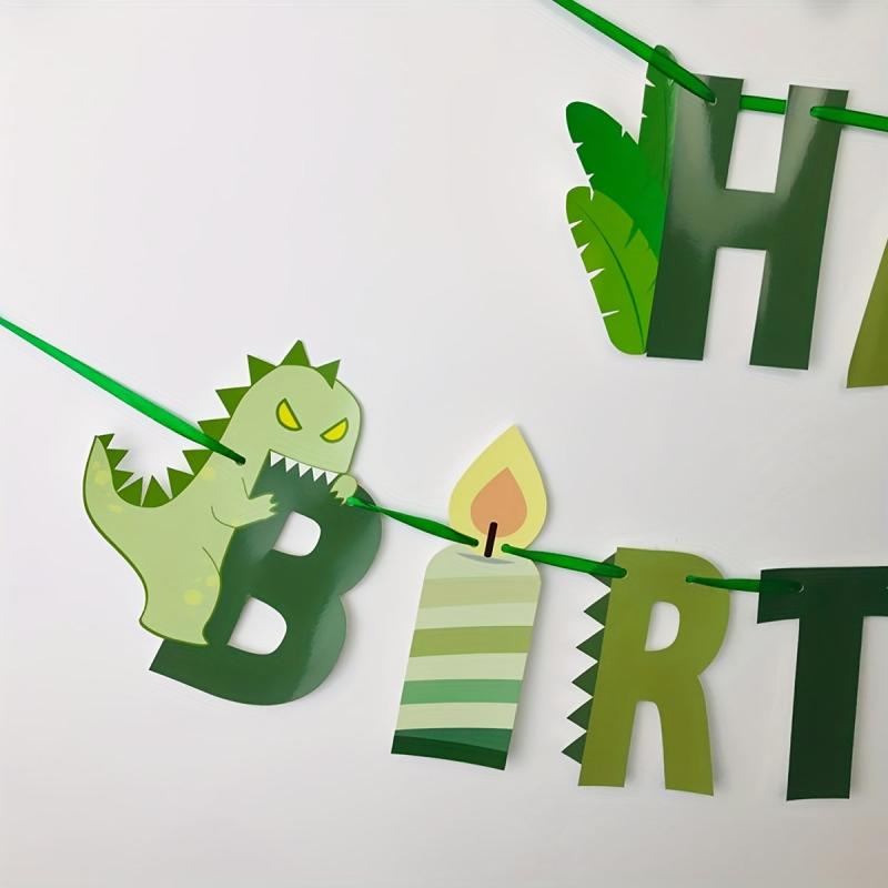 Dino Happy Birthday Bunting Forest Theme Party Decor