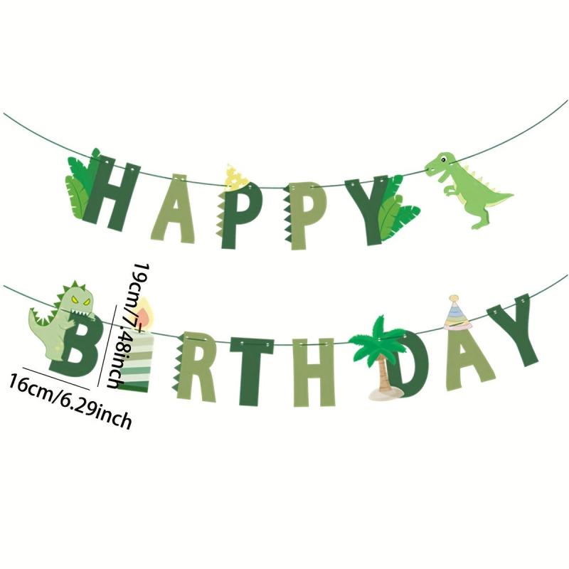 Dino Happy Birthday Bunting Forest Theme Party Decor