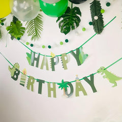 Dino Happy Birthday Bunting Forest Theme Party Decor