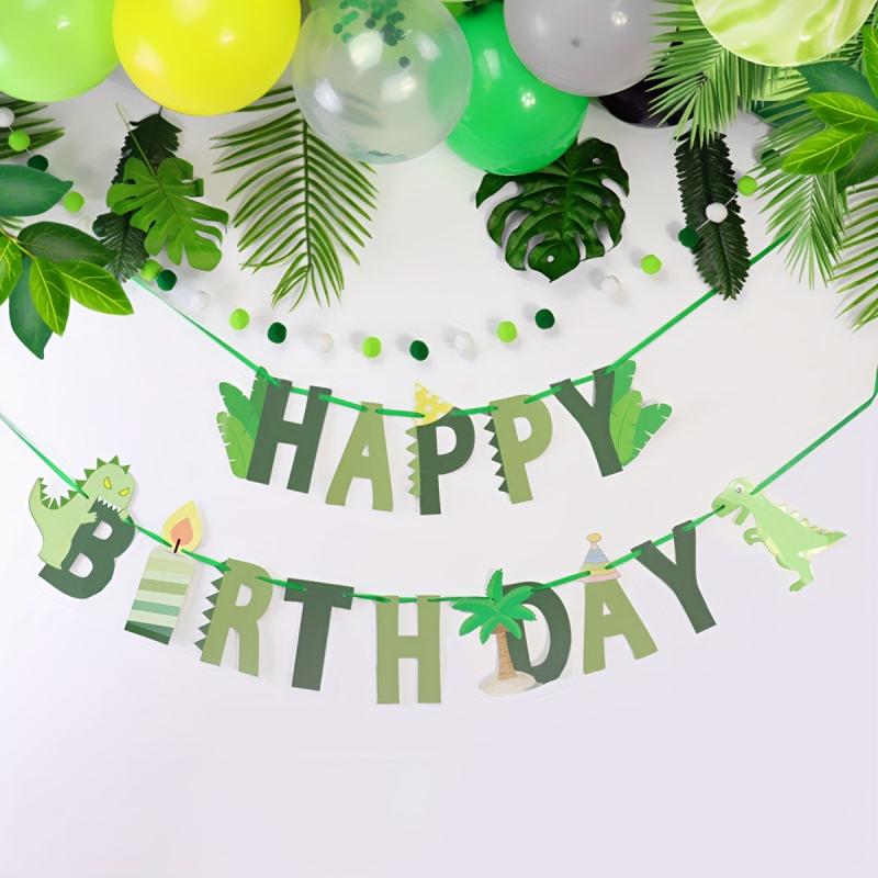 Dino Happy Birthday Bunting Forest Theme Party Decor