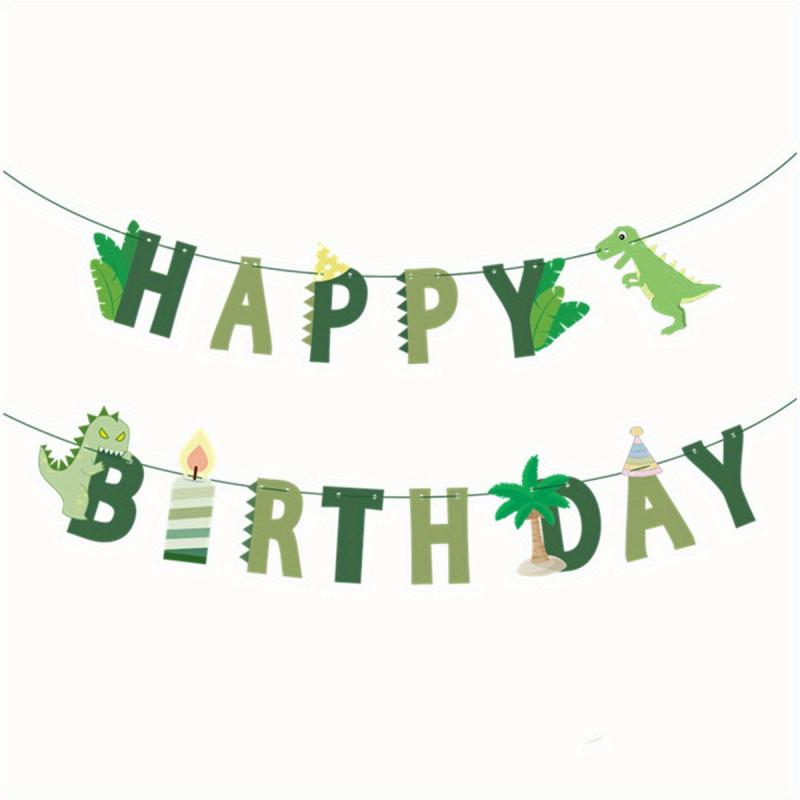 Dino Happy Birthday Bunting Forest Theme Party Decor