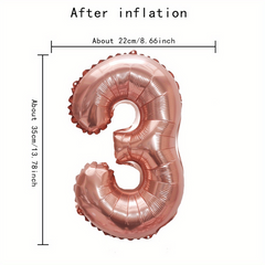 16 Rose Golden Numbers 0-9 Self-sealable Balloons Anniversary Celebrations