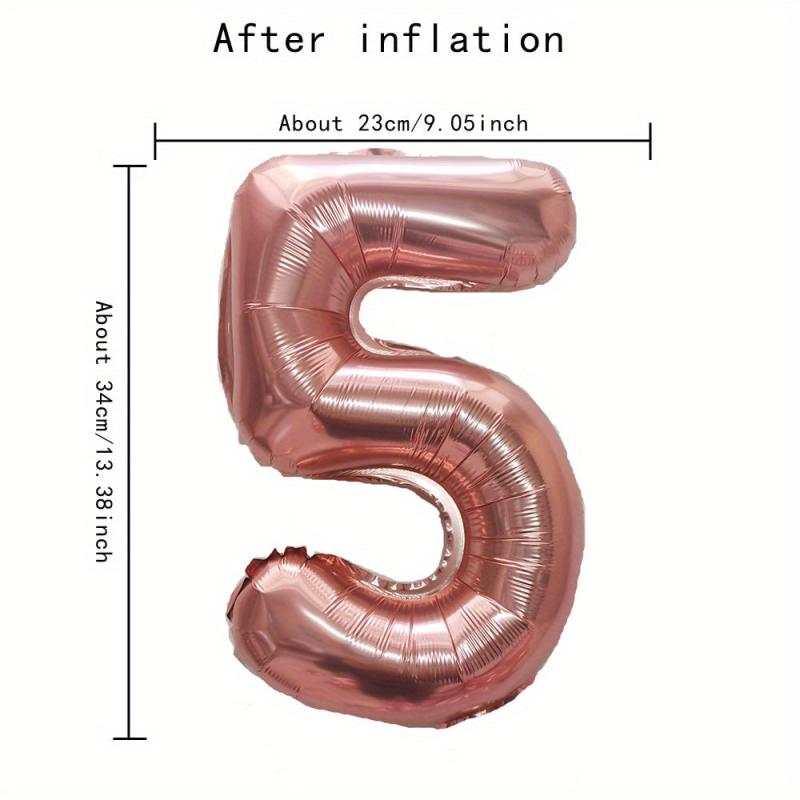 16 Rose Golden Numbers 0-9 Self-sealable Balloons Anniversary Celebrations