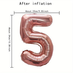 16 Rose Golden Numbers 0-9 Self-sealable Balloons Anniversary Celebrations