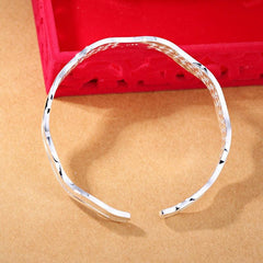 Frosted Wave Open Bracelet Double Ring Love Bracelet for Women