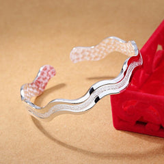Frosted Wave Open Bracelet Double Ring Love Bracelet for Women
