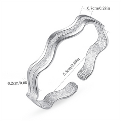 Frosted Wave Open Bracelet Double Ring Love Bracelet for Women