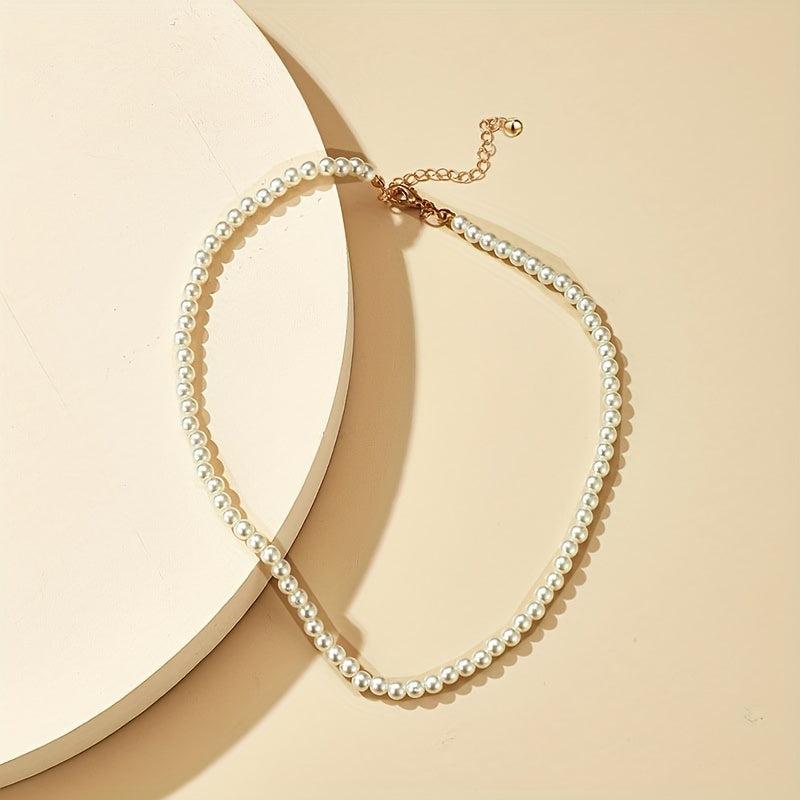 1pc Pearl Necklace Single Layer Clavicle Chain Jewelry Pack