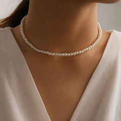 1pc Pearl Necklace Single Layer Clavicle Chain Jewelry Pack
