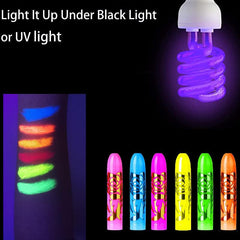 6pcs Set Glow In The Dark Face & Body Paint UV Neon Glow Fluorescent