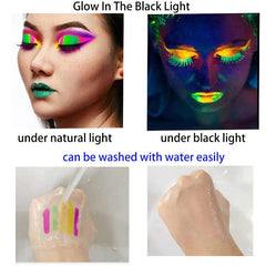 6pcs Set Glow In The Dark Face & Body Paint UV Neon Glow Fluorescent