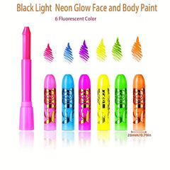 6pcs Set Glow In The Dark Face & Body Paint UV Neon Glow Fluorescent