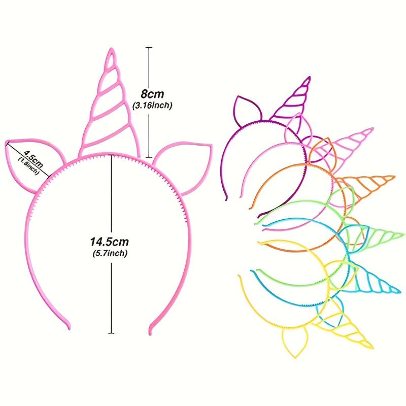 6pcs Unicorn Headbands Cosplay Plastic Hairbands Unicorn Hair Loop Headwear