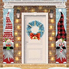 2pcs Christmas Gnomes Porch Sign Banners Hanging Decor Xmas Holiday Decor
