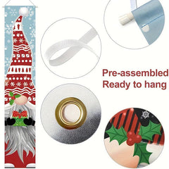 2pcs Christmas Gnomes Porch Sign Banners Hanging Decor Xmas Holiday Decor