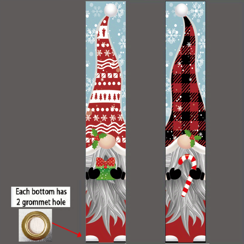 2pcs Christmas Gnomes Porch Sign Banners Hanging Decor Xmas Holiday Decor