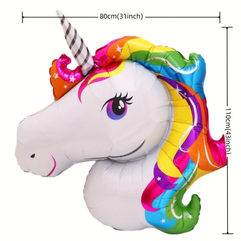 6pcs Unicorn Star Number Foil Balloons for Kids' Birthday Party
