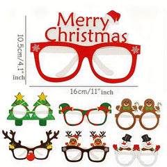 12pcs Christmas 3D Paper Glasses Santa Snowman Tree Designs Adult Party Decor