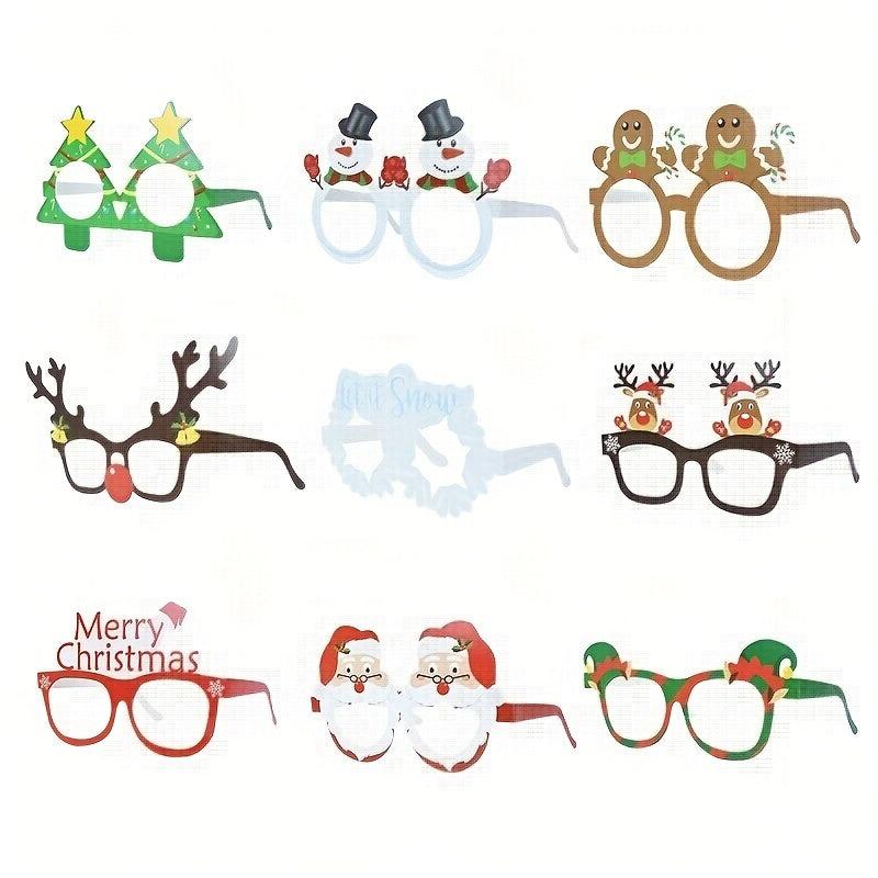 12pcs Christmas 3D Paper Glasses Santa Snowman Tree Designs Adult Party Decor