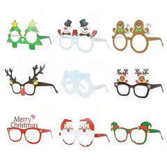 12pcs Christmas 3D Paper Glasses Santa Snowman Tree Designs Adult Party Decor