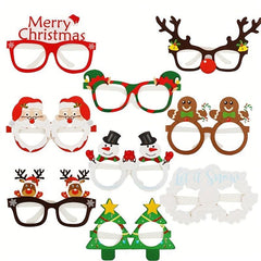 12pcs Christmas 3D Paper Glasses Santa Snowman Tree Designs Adult Party Decor