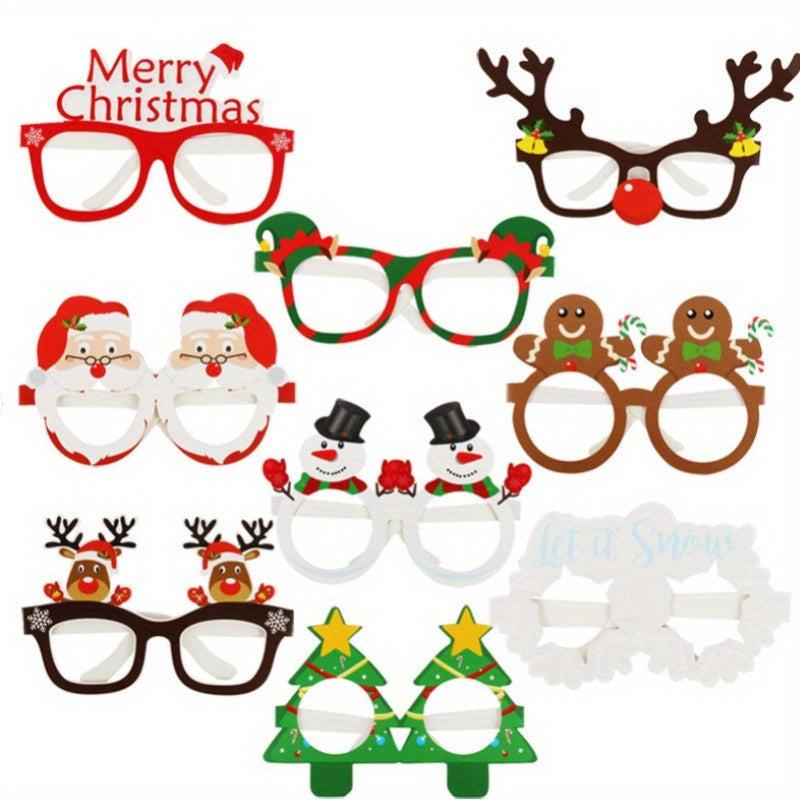 12pcs Christmas 3D Paper Glasses Santa Snowman Tree Designs Adult Party Decor