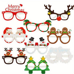 12pcs Christmas 3D Paper Glasses Santa Snowman Tree Designs Adult Party Decor