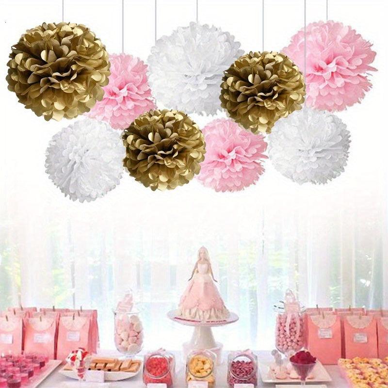 9pcs Paper Flower Balls for Parties and Crafts