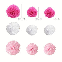 9pcs Paper Flower Balls for Parties and Crafts