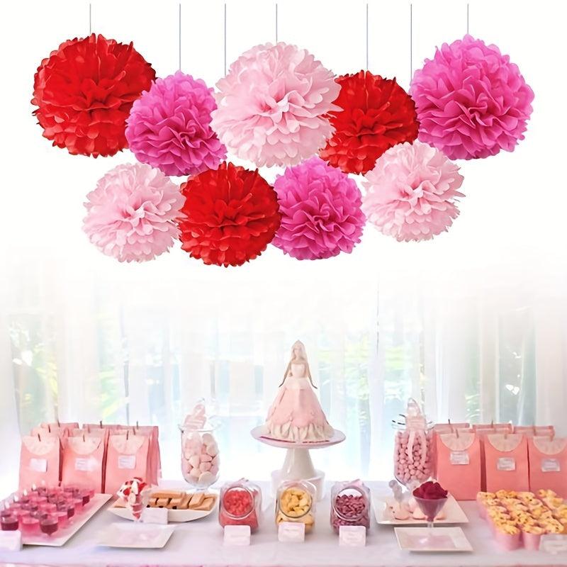 9pcs Paper Flower Balls for Parties and Crafts