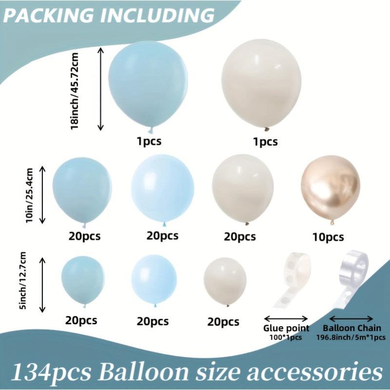 134pcs Marine Sand Metallic Golden Balloon Arch Garland Kit