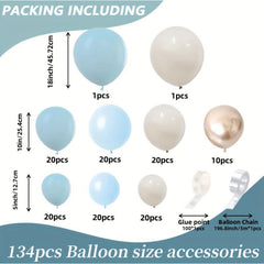 134pcs Marine Sand Metallic Golden Balloon Arch Garland Kit