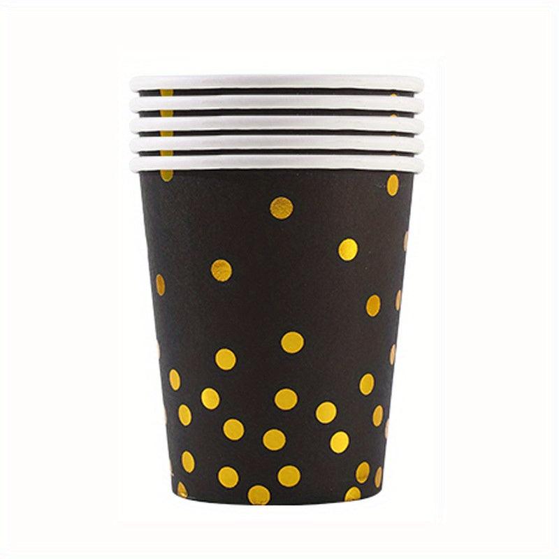 Golden Party Supplies Disposable Plates Napkins Tableware for 10 Guests