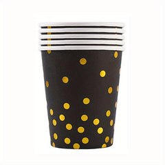 Golden Party Supplies Disposable Plates Napkins Tableware for 10 Guests