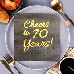 20pcs Golden Cheers Paper Napkins for Anniversary Cocktail Party