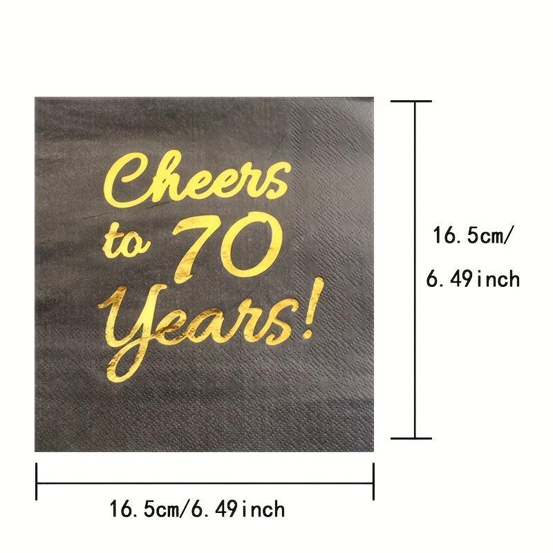 20pcs Golden Cheers Paper Napkins for Anniversary Cocktail Party