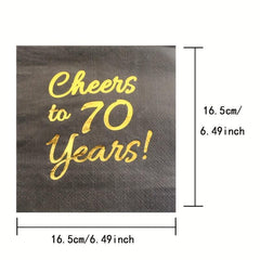 20pcs Golden Cheers Paper Napkins for Anniversary Cocktail Party