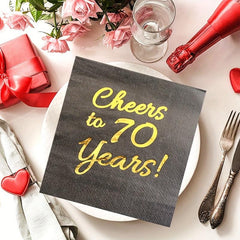 20pcs Golden Cheers Paper Napkins for Anniversary Cocktail Party
