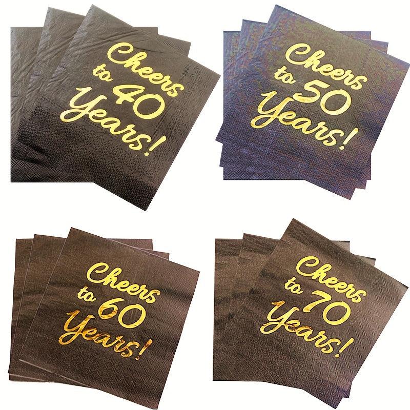 20pcs Golden Cheers Paper Napkins for Anniversary Cocktail Party