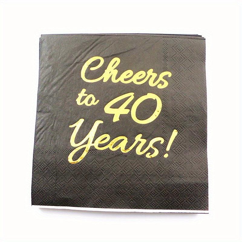 20pcs Golden Cheers Paper Napkins for Anniversary Cocktail Party