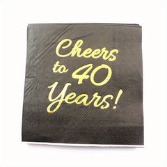 20pcs Golden Cheers Paper Napkins for Anniversary Cocktail Party