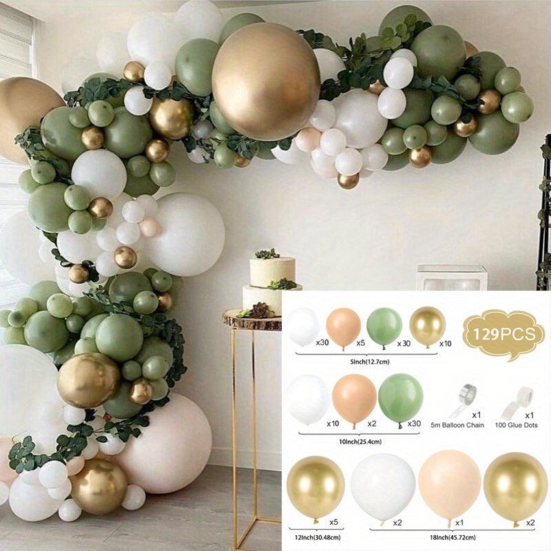 Green Balloons Garland Arch Kit Golden Latex Balloons Party Decoration