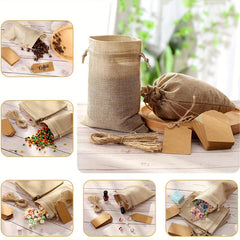 25pcs Burlap Gift Bags With Drawstring And Gift Tags String 4x6 Inch