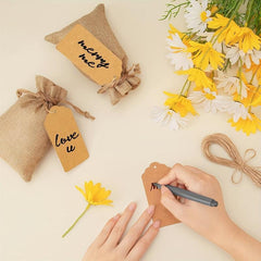 25pcs Burlap Gift Bags With Drawstring And Gift Tags String 4x6 Inch