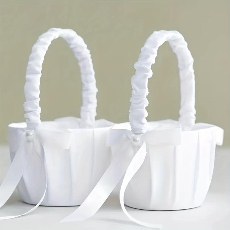Wedding Flower Basket Bowknot Flower Basket Bridal Flower Basket